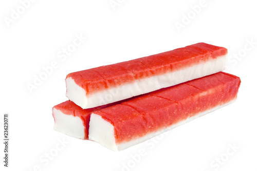 crab sticks on white background