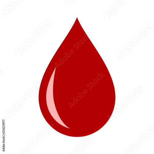 Red blood drop / droplet flat vector icon for medical apps and websites