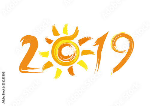 2019 summer holiday, vector illustration on white background