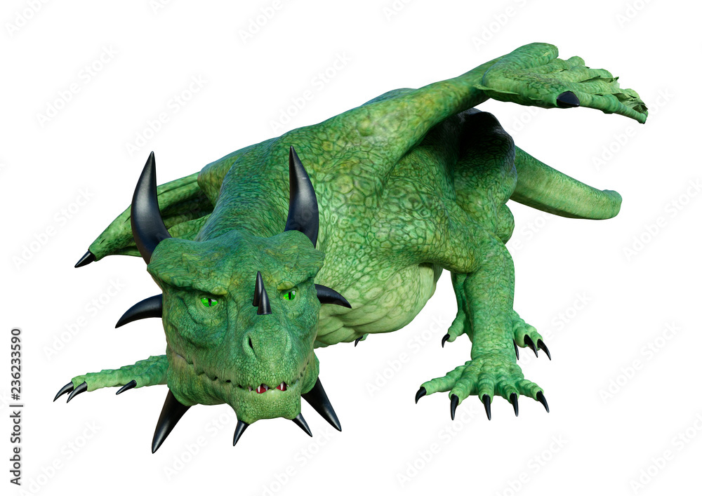 Obraz premium 3D Rendering Fairy Tale Dragon on White