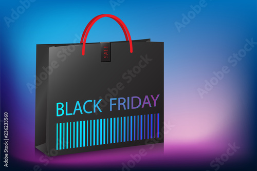 black friday shopping bag put on night club background,vector