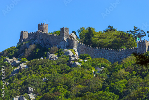 The Castle of the Moors is a hilltop medieval castle in Sintra, Portugal photo
