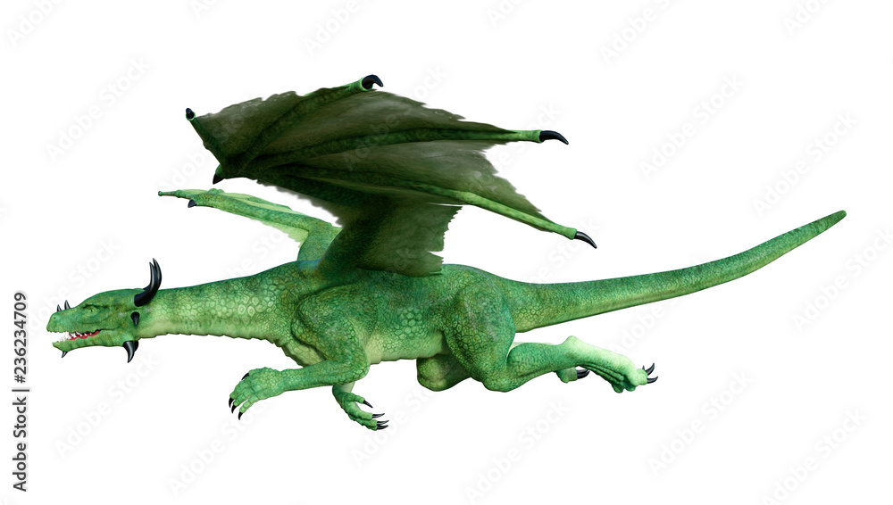 Fototapeta premium 3D Rendering Fairy Tale Dragon on White