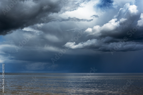 Stormy clouds over gulf of Riga, Baltic sea.