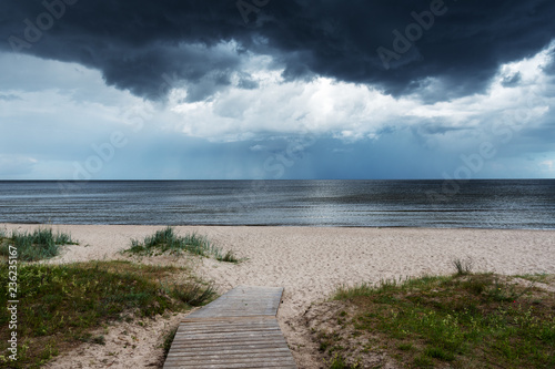 Fototapeta Naklejka Na Ścianę i Meble -  Stormy clouds over gulf of Riga, Baltic sea.