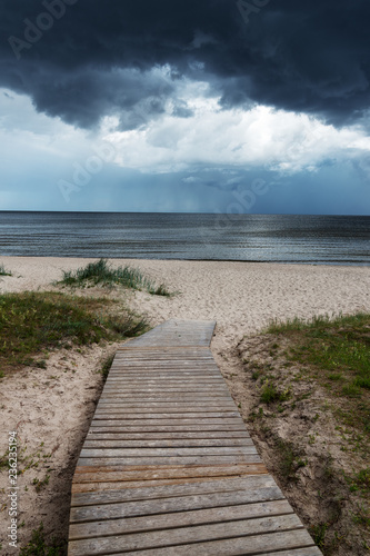 Stormy clouds over gulf of Riga  Baltic sea.