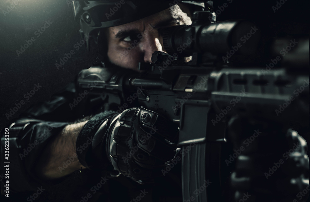 special forces soldier police, swat team member