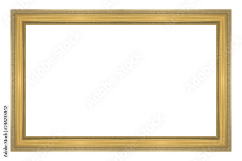 antique gold picture frame isolated on white background