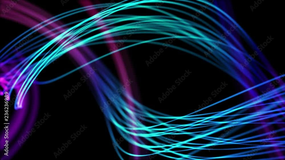 Randomly spread colorful curved lines moving in 3D space Seamless ...
