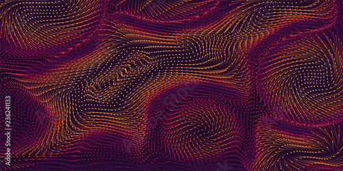 Vector colorful field visualization of forces. Magnetic or gravitational fluctuations chart. Science backdrop with a matrix of arows with magnitude and direction. Flow representation. Interaction.