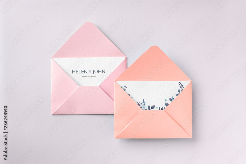 Open envelope with a card mockup Open envelope with a card mockup