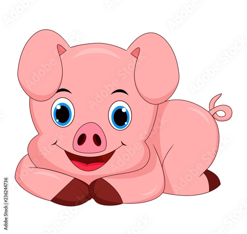 Cute pig cartoon isolated on white background
