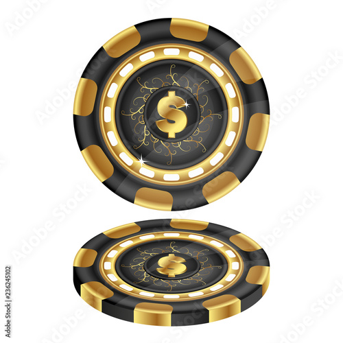 Gold chip vector for casino and gambling