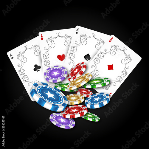 Playing cards with a set of chips for online casinos