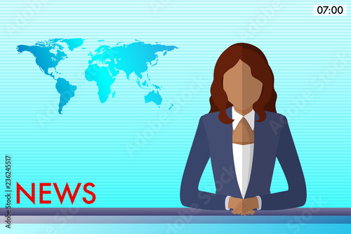 african america anchorman on tv broadcast ,vector