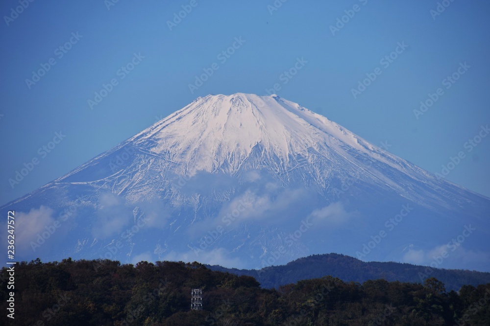 Mt.Fuji in late autumn crown of snow