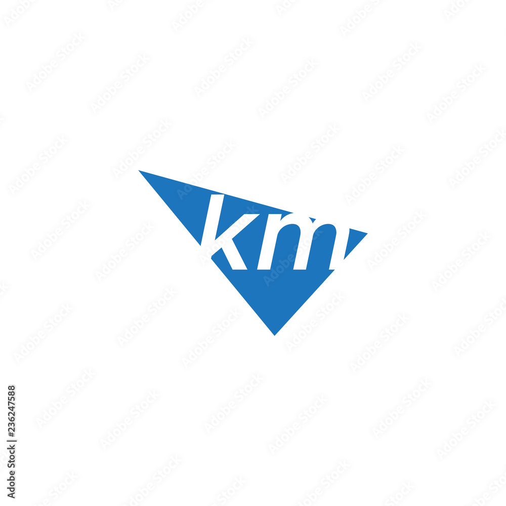 initial two letter km negative space triangle logo initial two letter km negative space triangle logo