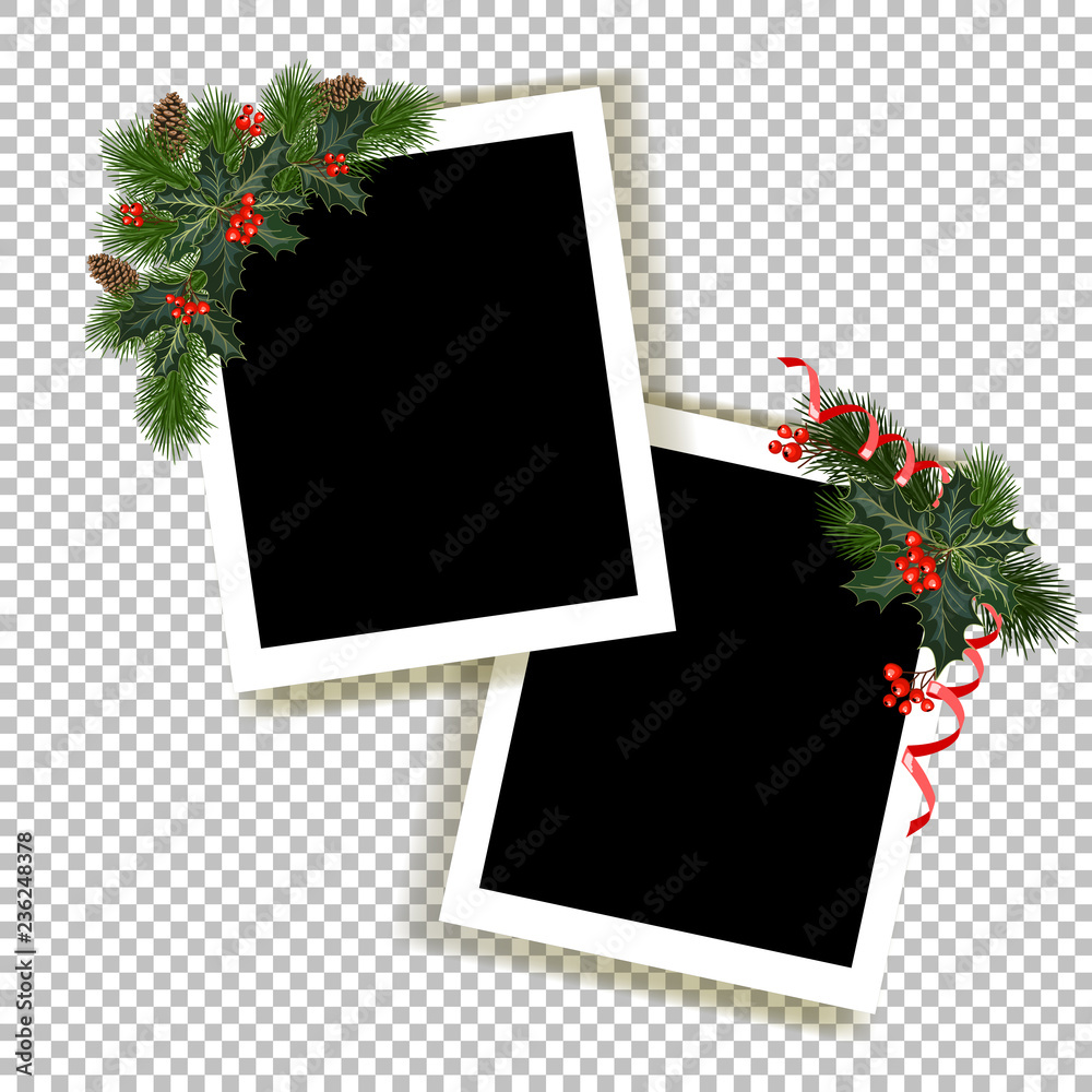Christmas photo frame - obrazy, fototapety, plakaty 