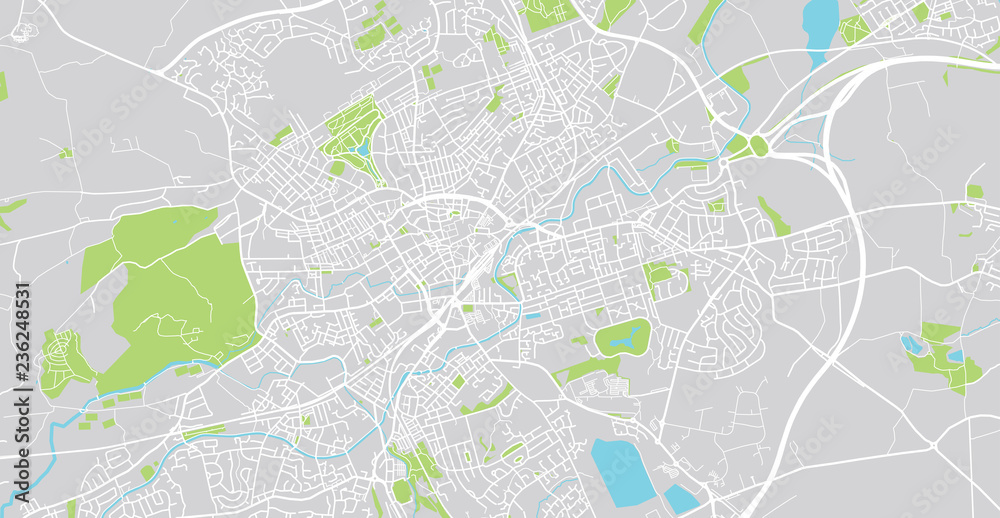 Urban vector city map of Blackburn, England