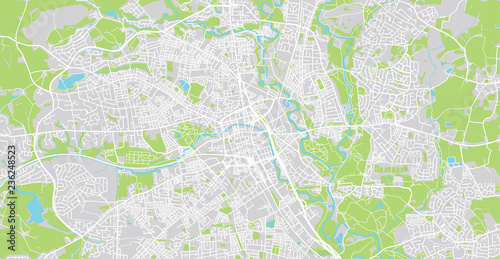 Urban vector city map of Bolton, England
