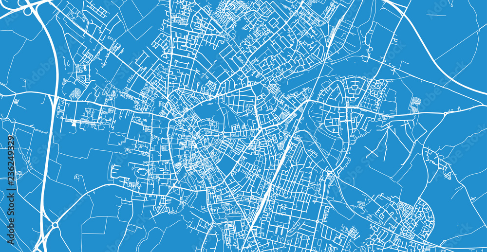 Urban vector city map of Cambridge, England