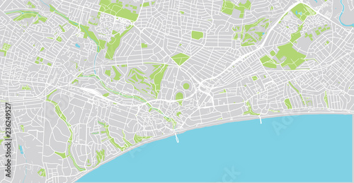 Valokuva Urban vector city map of Bournemouth, England