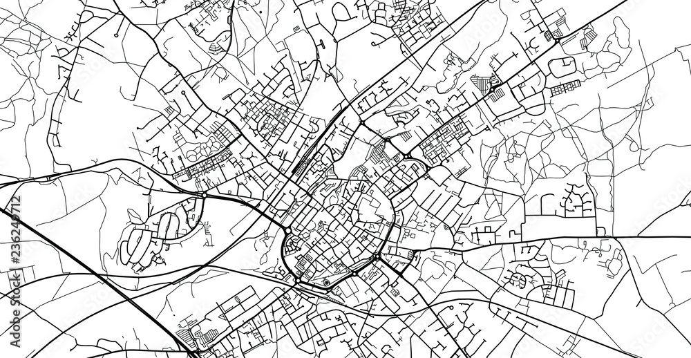 Urban vector city map of Canterbury, England