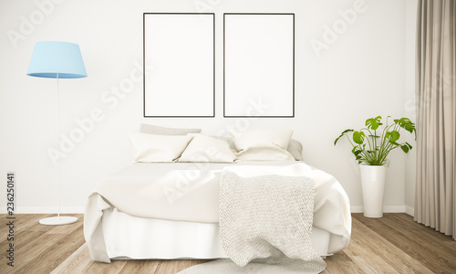 two poster mockup on scandinavian bedroom