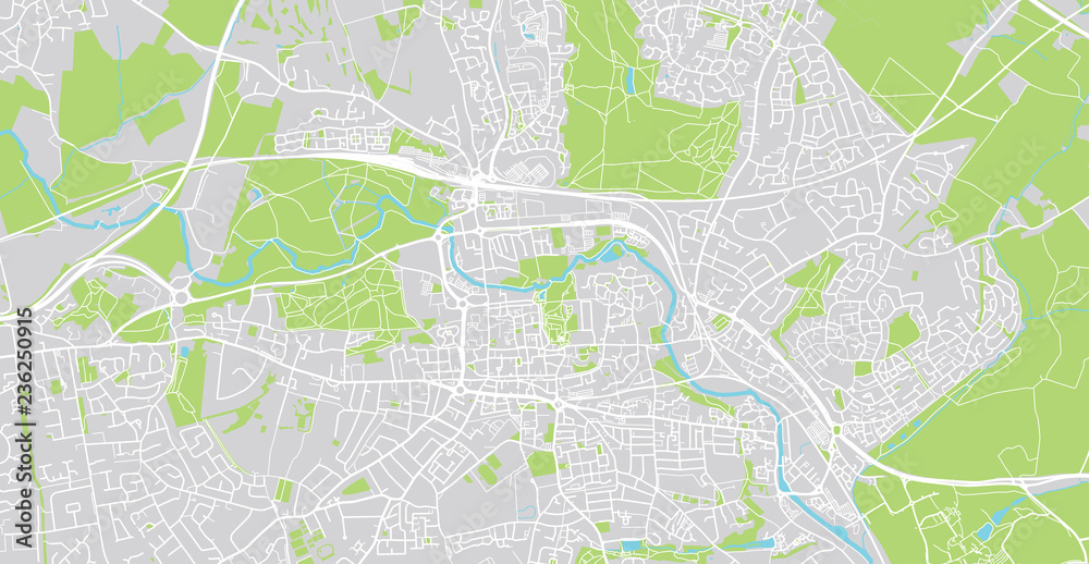 Urban vector city map of Colchester, England