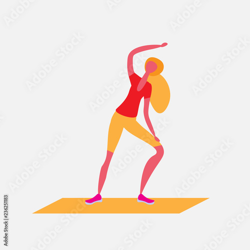 woman doing aerobic exercises cartoon character sport female activities isolated healthy lifestyle concept full length flat