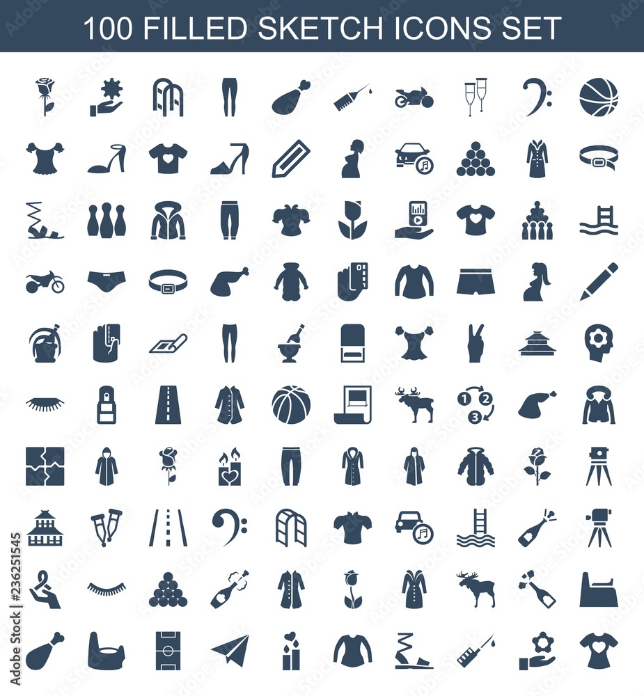 sketch icons. Set of 100 filled sketch icons included t shirt with heart, atom in hand, injection rash, sandals on white background. Editable sketch icons for web, mobile and infographics. sketch icons. Set of 100 filled sketch icons included t shirt with heart, atom in hand, injection rash, sandals on white background. Editable sketch icons for web, mobile and infographics.
