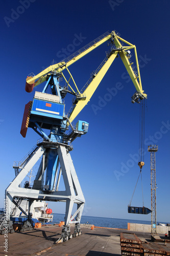 Gantry crane in the sea port of the Azov Sea