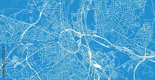 Urban vector city map of Derby, England