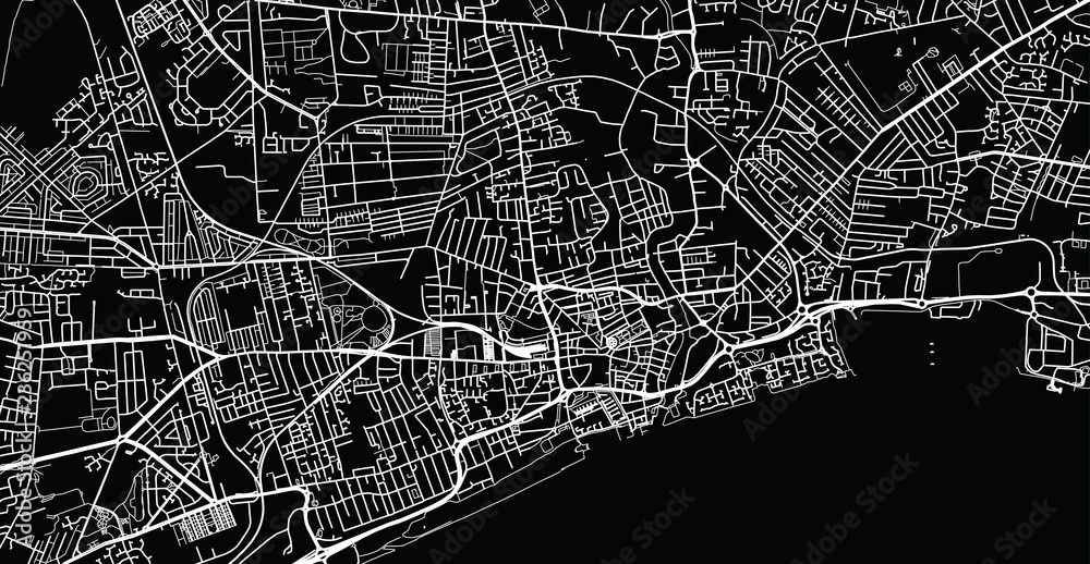 Urban vector city map of Hull, England Urban vector city map of Hull, England