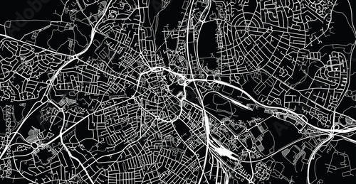 Urban vector city map of Derby, England