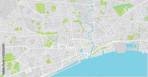 Urban vector city map of Hull  England