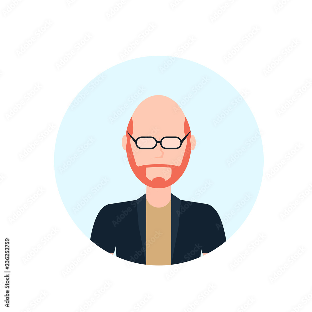 redhead man avatar isolated bald head faceless male cartoon character  portrait flat vector illustration Stock Vector | Adobe Stock