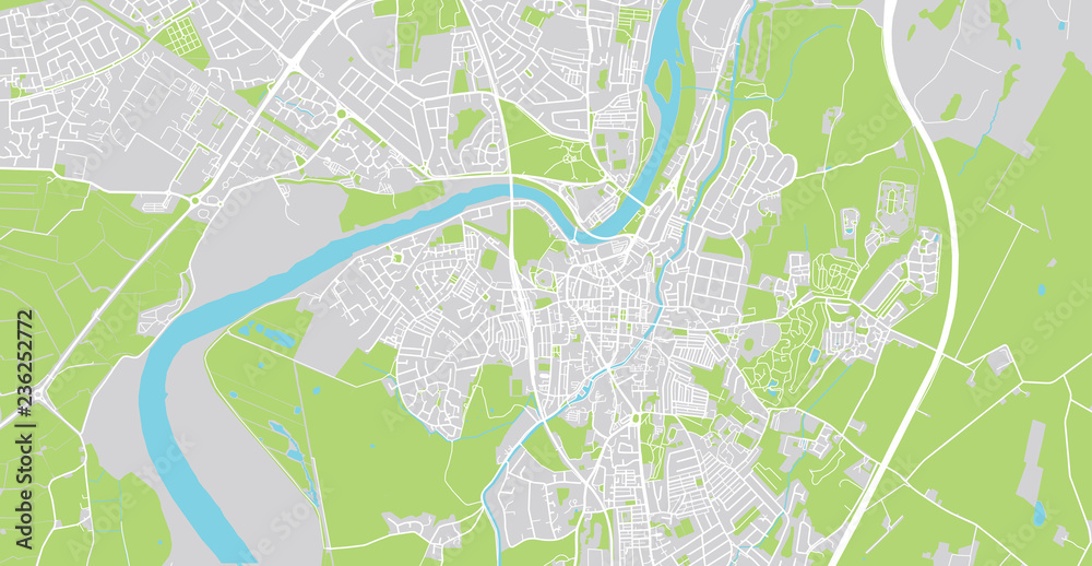 Urban vector city map of Lancaster, England