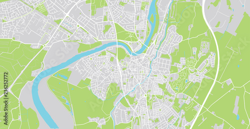 Urban vector city map of Lancaster, England