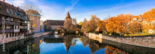 Nurnberg old town in autumn colors. Landmarks of Bavaria,  Germany travel photo
