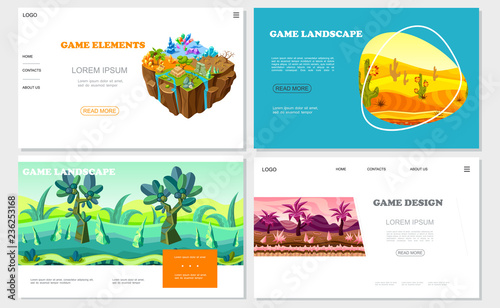 Isometric Game Nature Design Websites Set