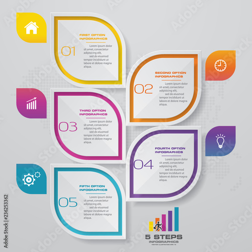 5 steps infographics element template chart for presentation.
