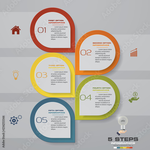5 steps infographics element template chart for presentation.