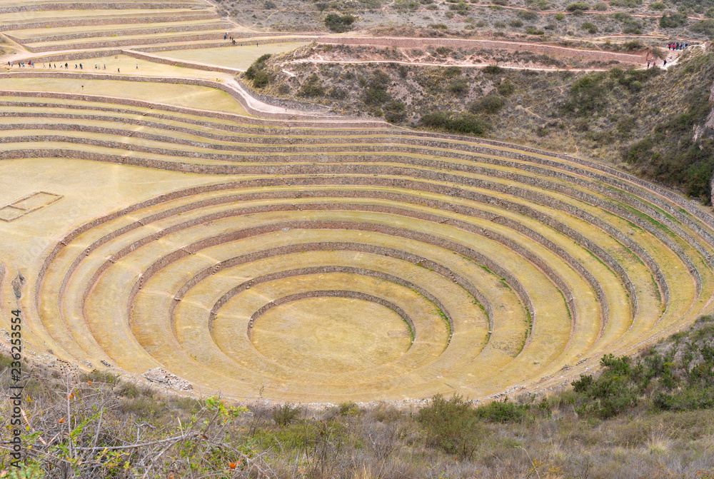 Tourists visiting Moray in Peru Tourists visiting Moray in Peru