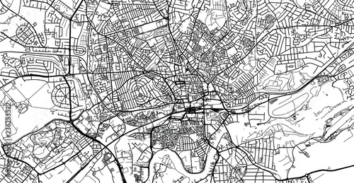 Urban vector city map of Nottingham, England
