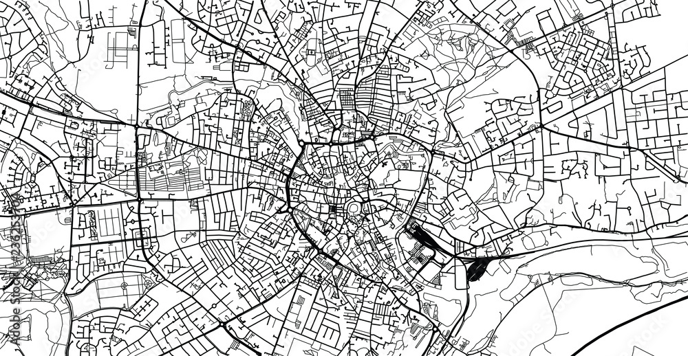 Urban vector city map of Norwich, England