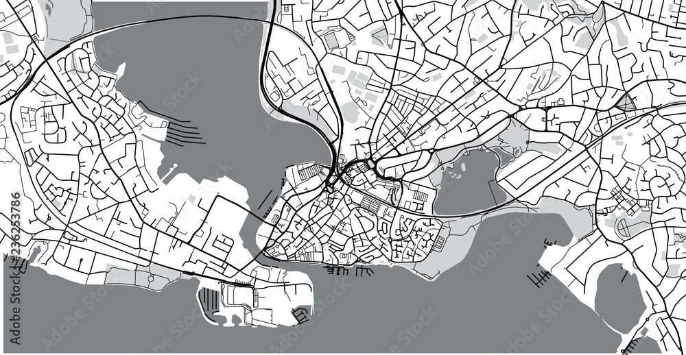 Obraz premium Urban vector city map of Poole, England