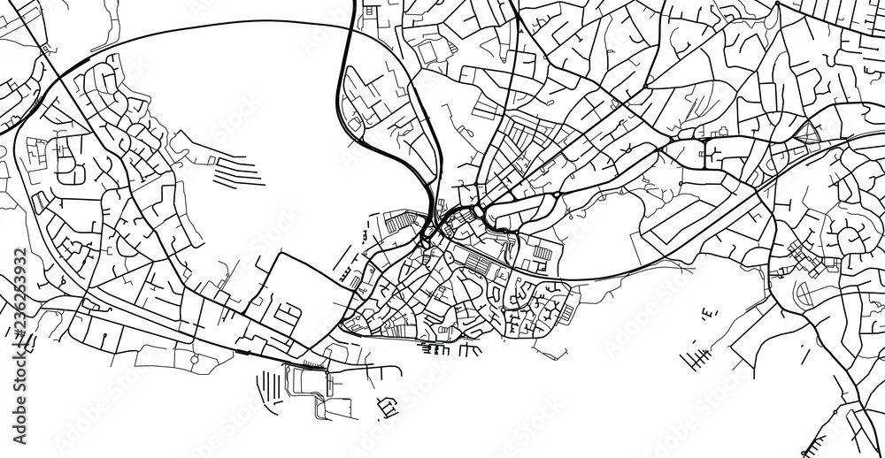 Urban vector city map of Poole, England