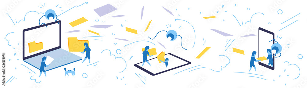 businessman hold folder online synchronization data privacy information concept database horizontal banner sketch doodle businessman hold folder online synchronization data privacy information concept database horizontal banner sketch doodle
