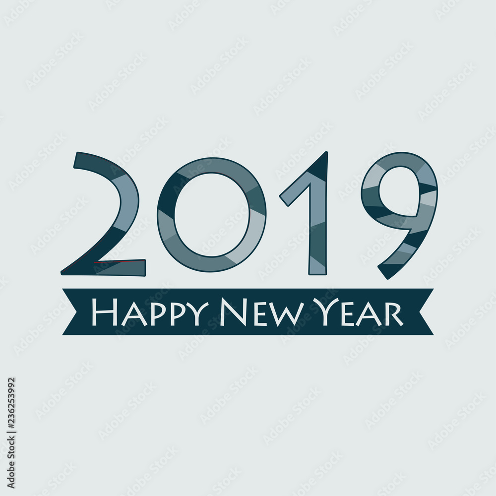 Happy New Year 2019. Creative happy new year 2019 design. EPS 10 vector illustration for design. All in a single layer. Vector illustration. Happy New Year 2019 on blue background. Happy New Year 2019. Creative happy new year 2019 design. EPS 10 vector illustration for design. All in a single layer. Vector illustration. Happy New Year 2019 on blue background.